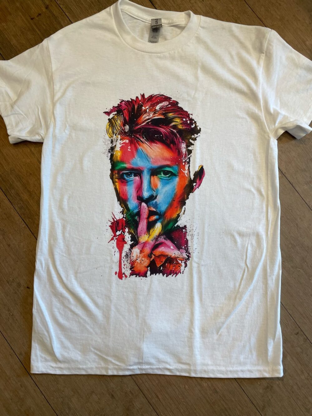 Retro T-shirt Bowie 'Shhhy' - Hvid/Multi