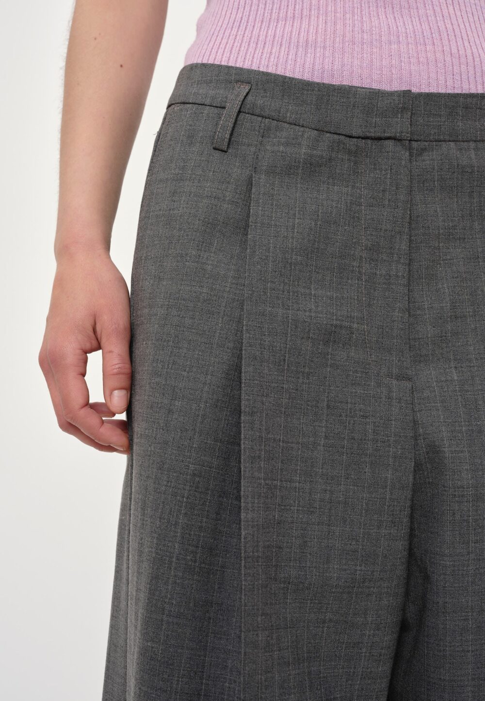 Herskind Carla Pants - Light Grey Pinstriped - Image 2