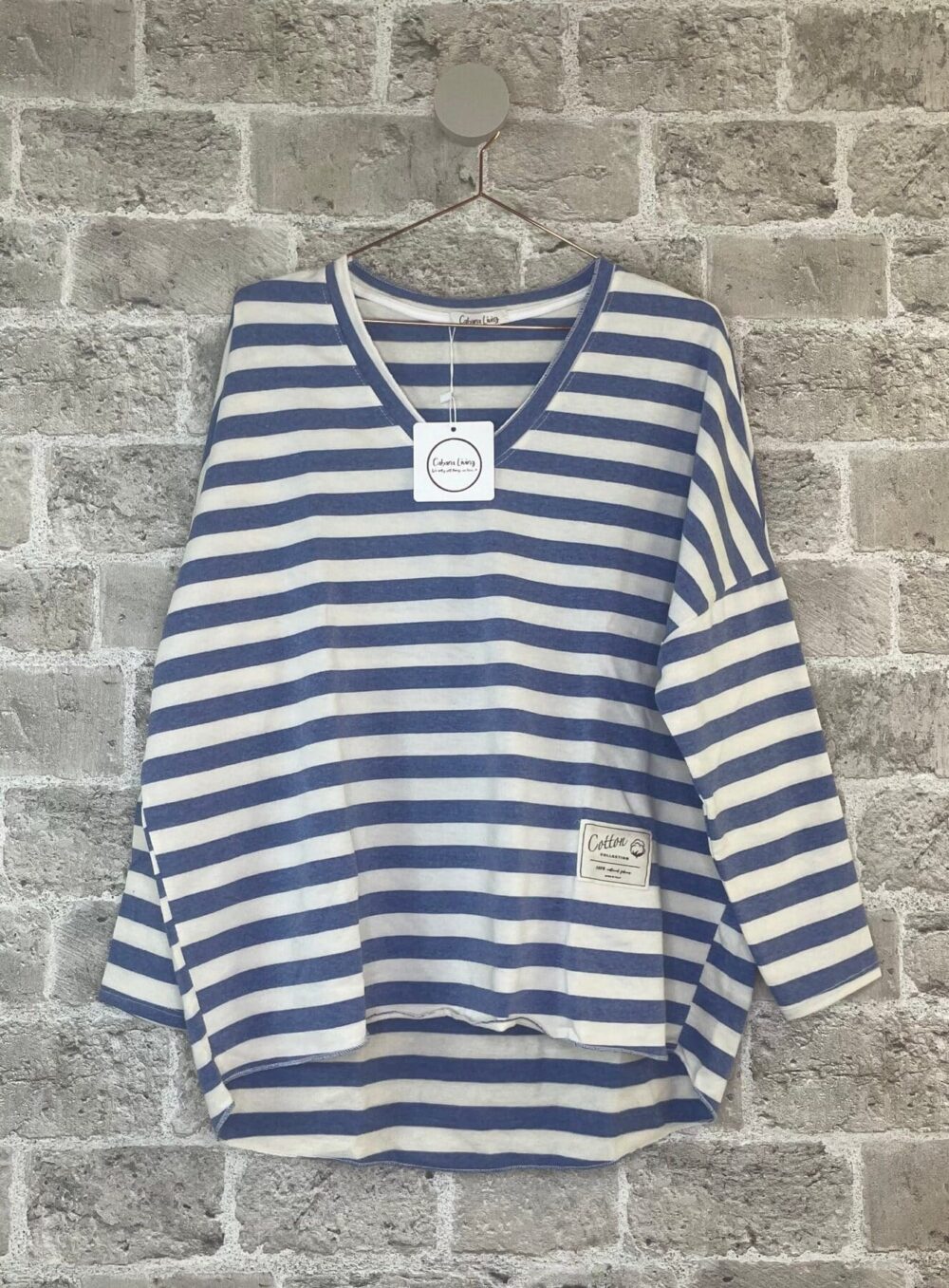 Cabana Living Garda Bluse - Blå/Hvid Stribet