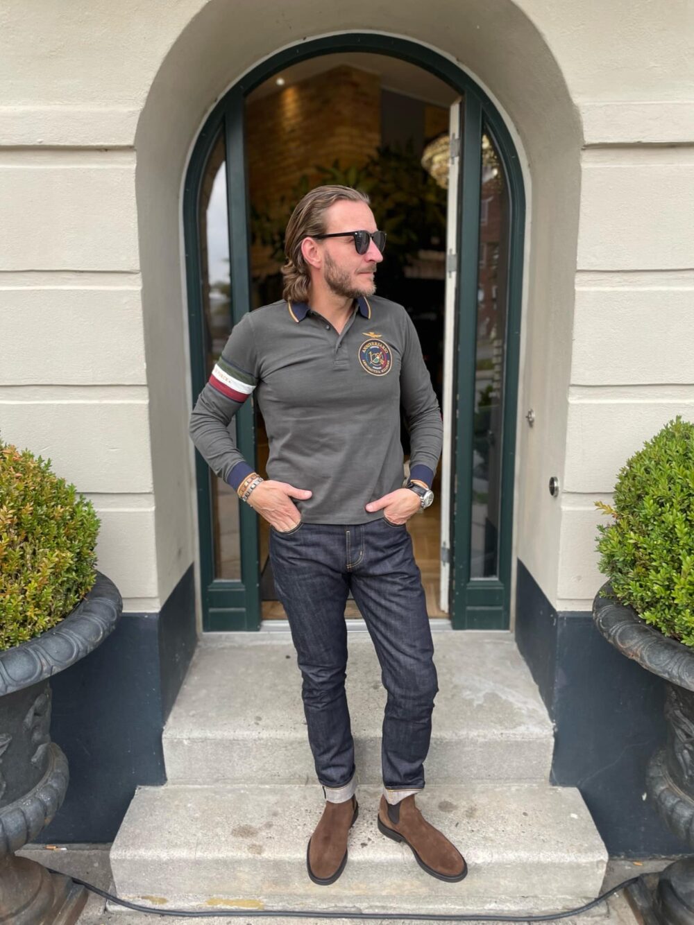 Aeronautica Militare Langærmet Polo - Mørkegrøn