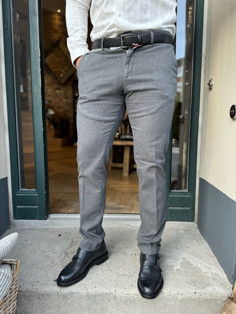 bsettecento Pantalone Tasca America Classico Slim - Grå