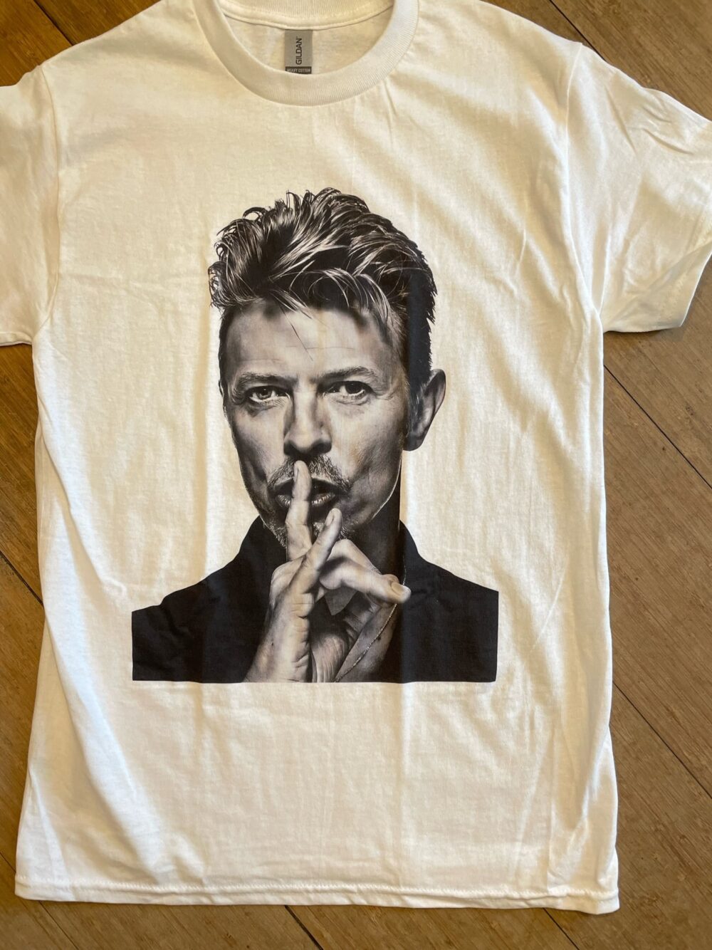Retro T-shirt Bowie 'Shhhy' - Hvid/Sort