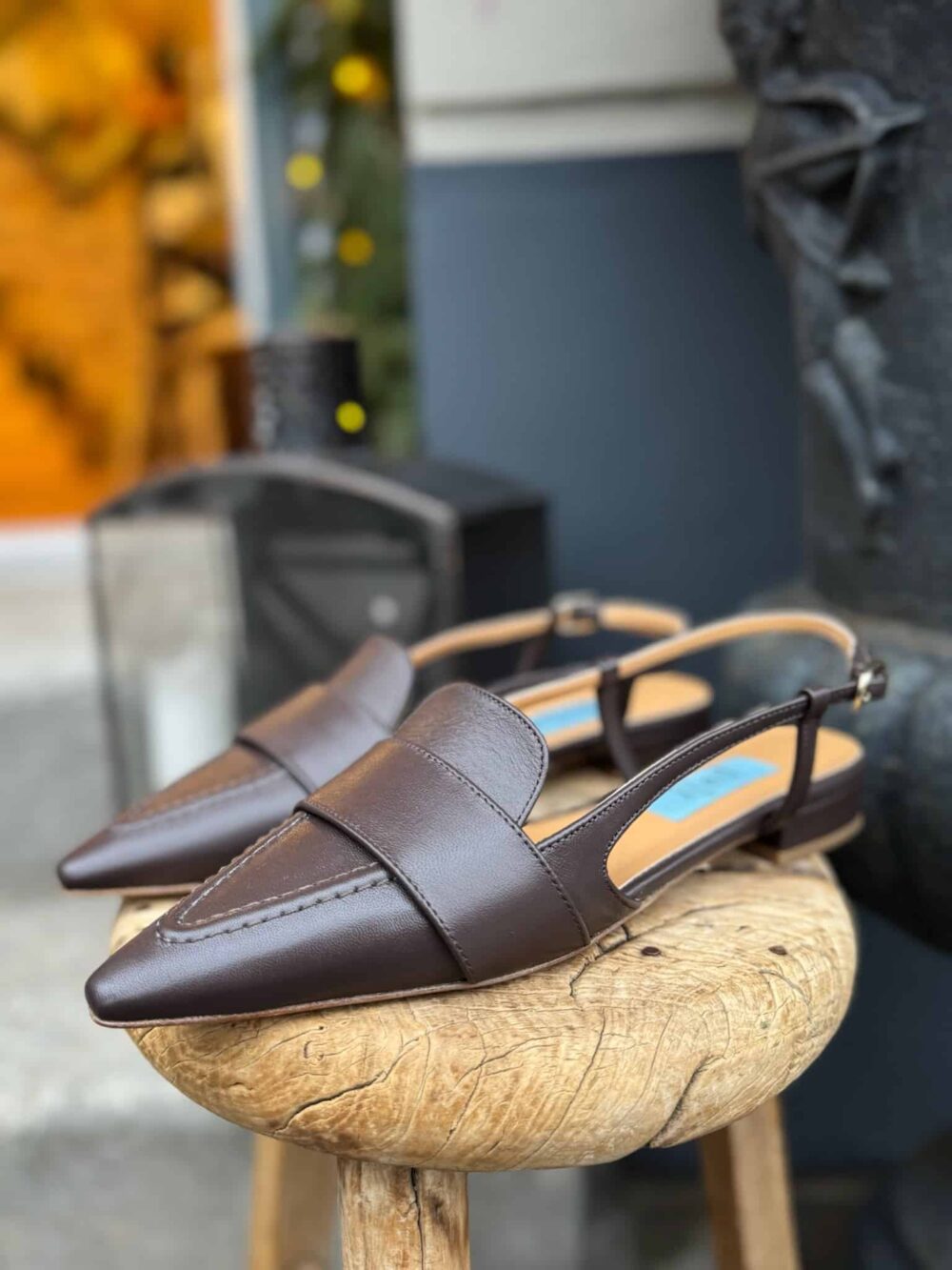 Apair Pointed Sling Black Sandaler - Chocolate - Image 2