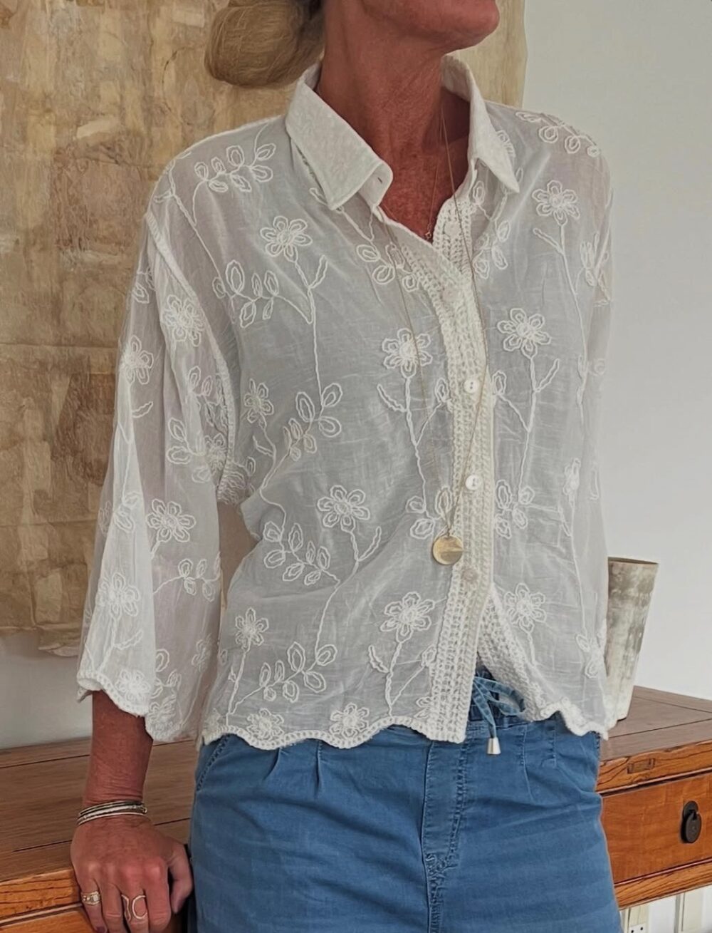 Cabana Living Akasie Broderie Skjorte
