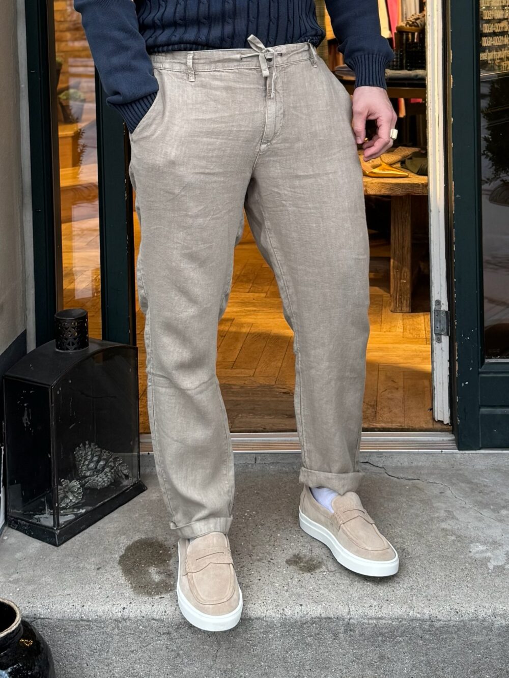 Aeronautica Militare Hør Bukser - Beige