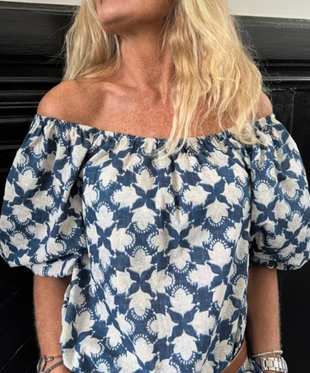 Wauw Camille Off-shoulder Bluse - Blå