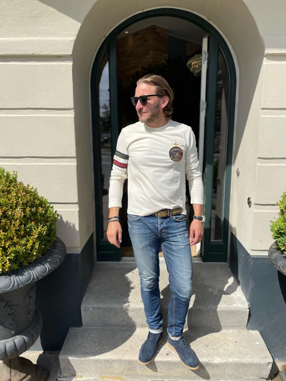 Aeronautica Militare Langærmet T-shirt Off-white