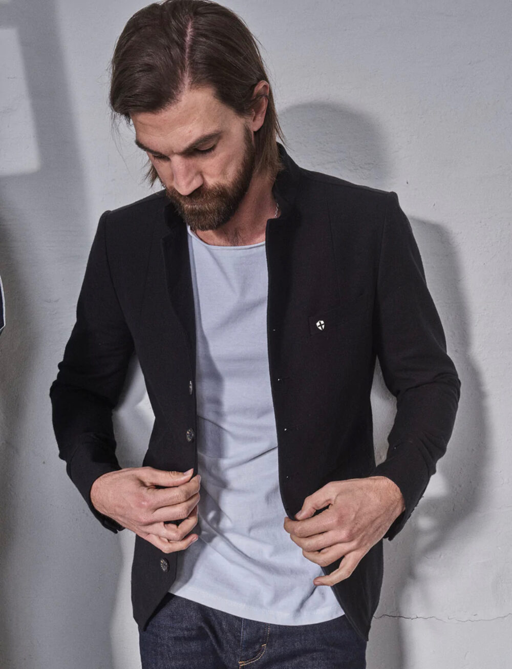 Blue de Gênes black Casella officers blazer