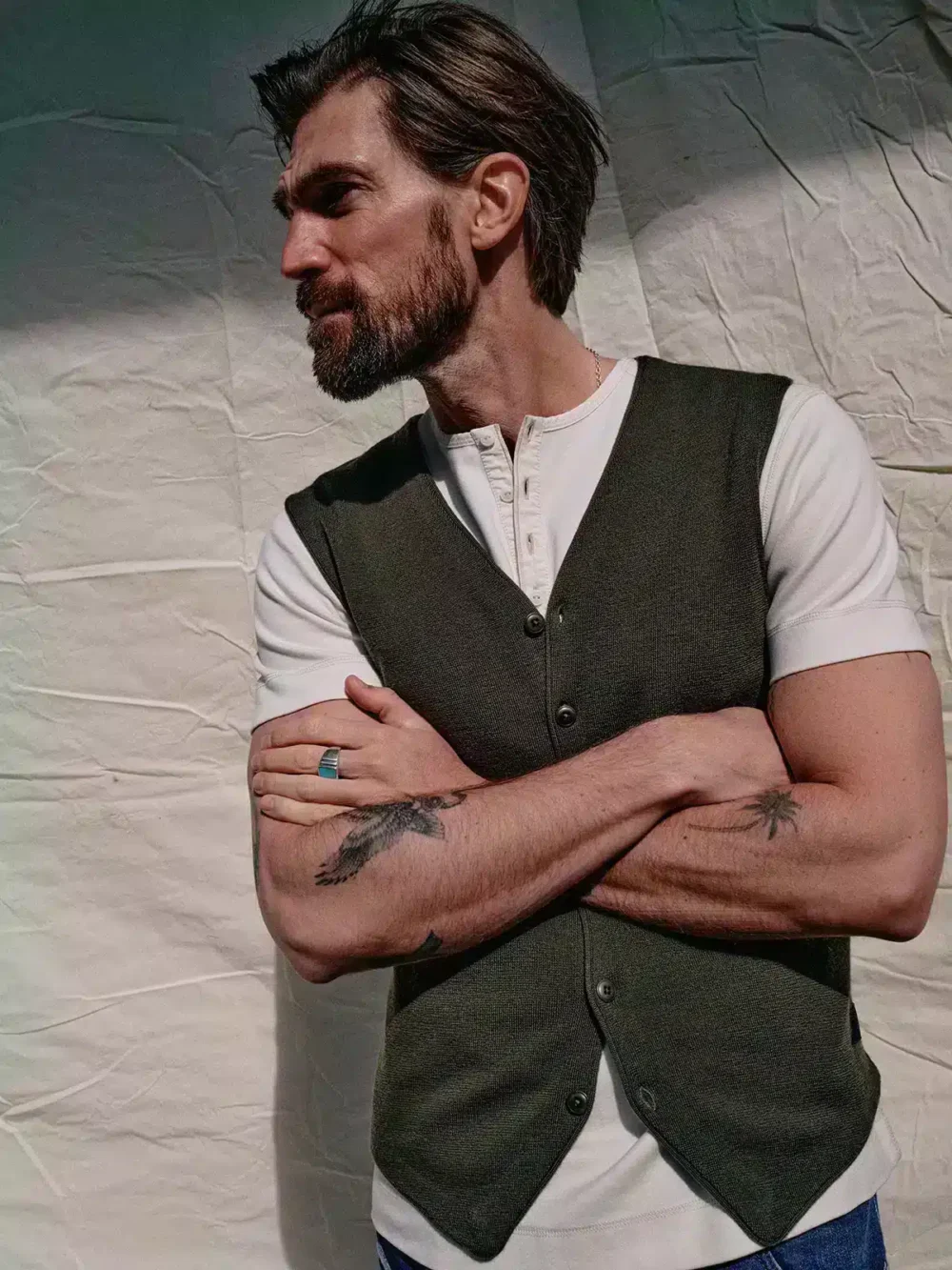 Blue de Gênes Zorba Knit Waistcoat - Forest