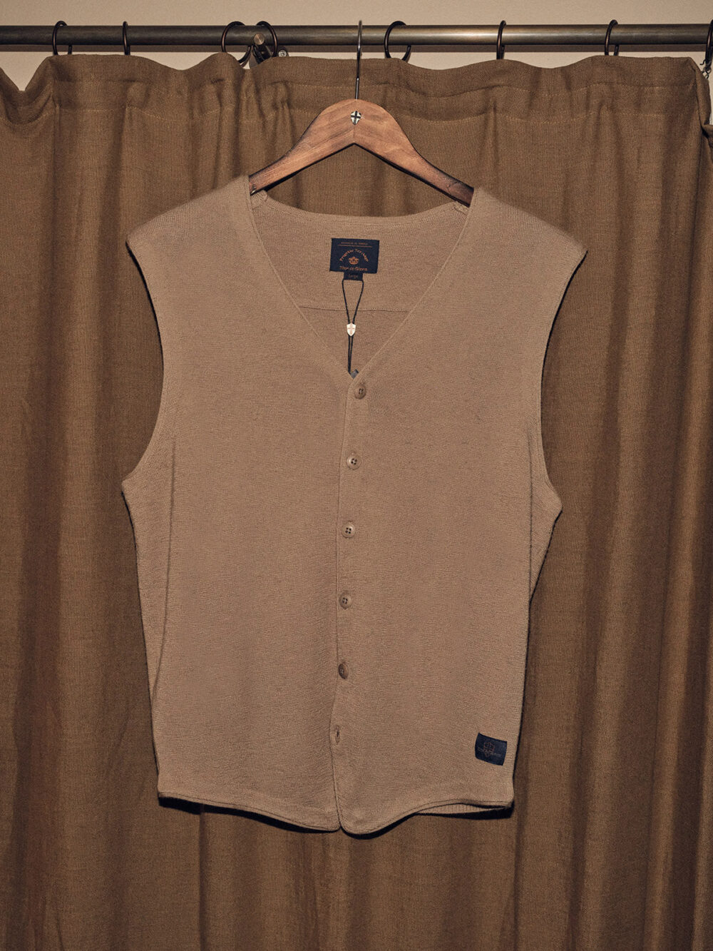 Blue de Gênes Zorba Knit Waistcoat - Taupe